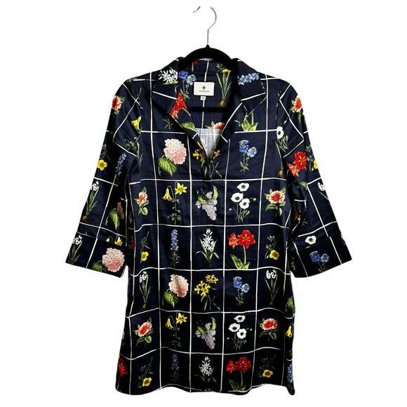 Tuckernuck Navy Fresh Buds 3/4 Sleeve V Neck Mini Shift Dress Womens XX-Small - Picture 2 of 5